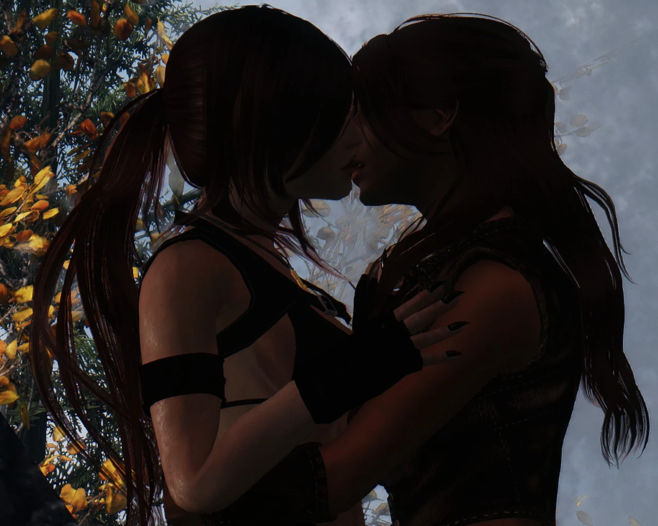 Three girls kissing