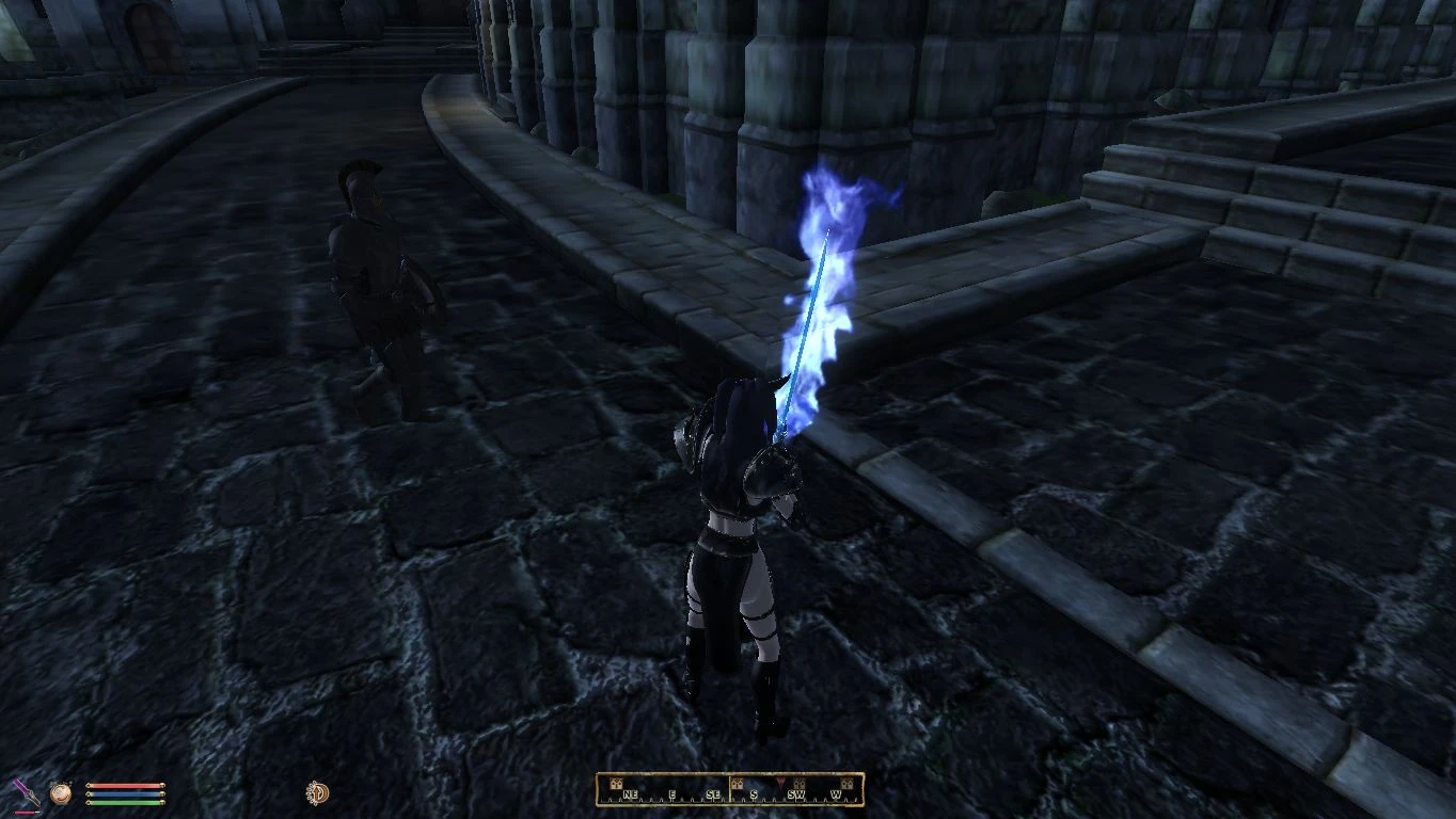 blue flaming sword