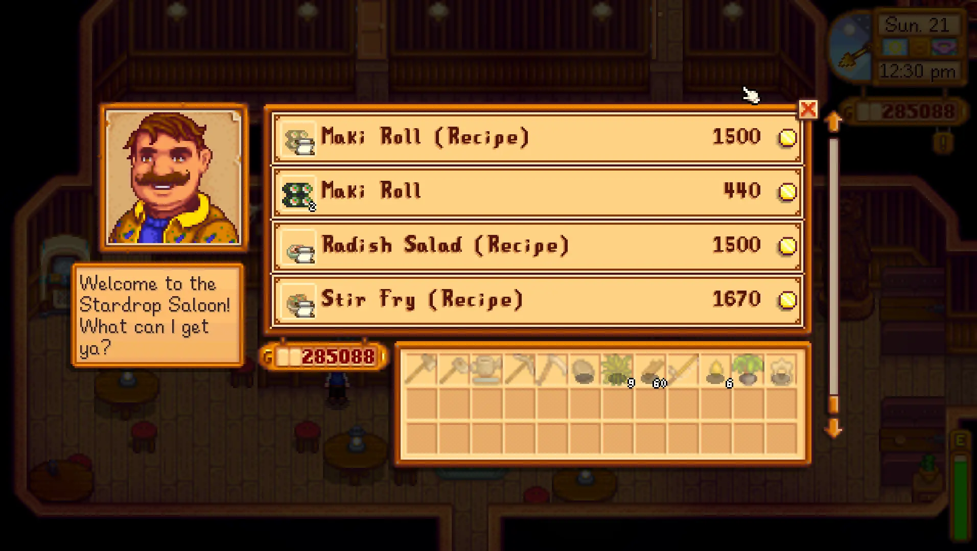 purchasable recipes