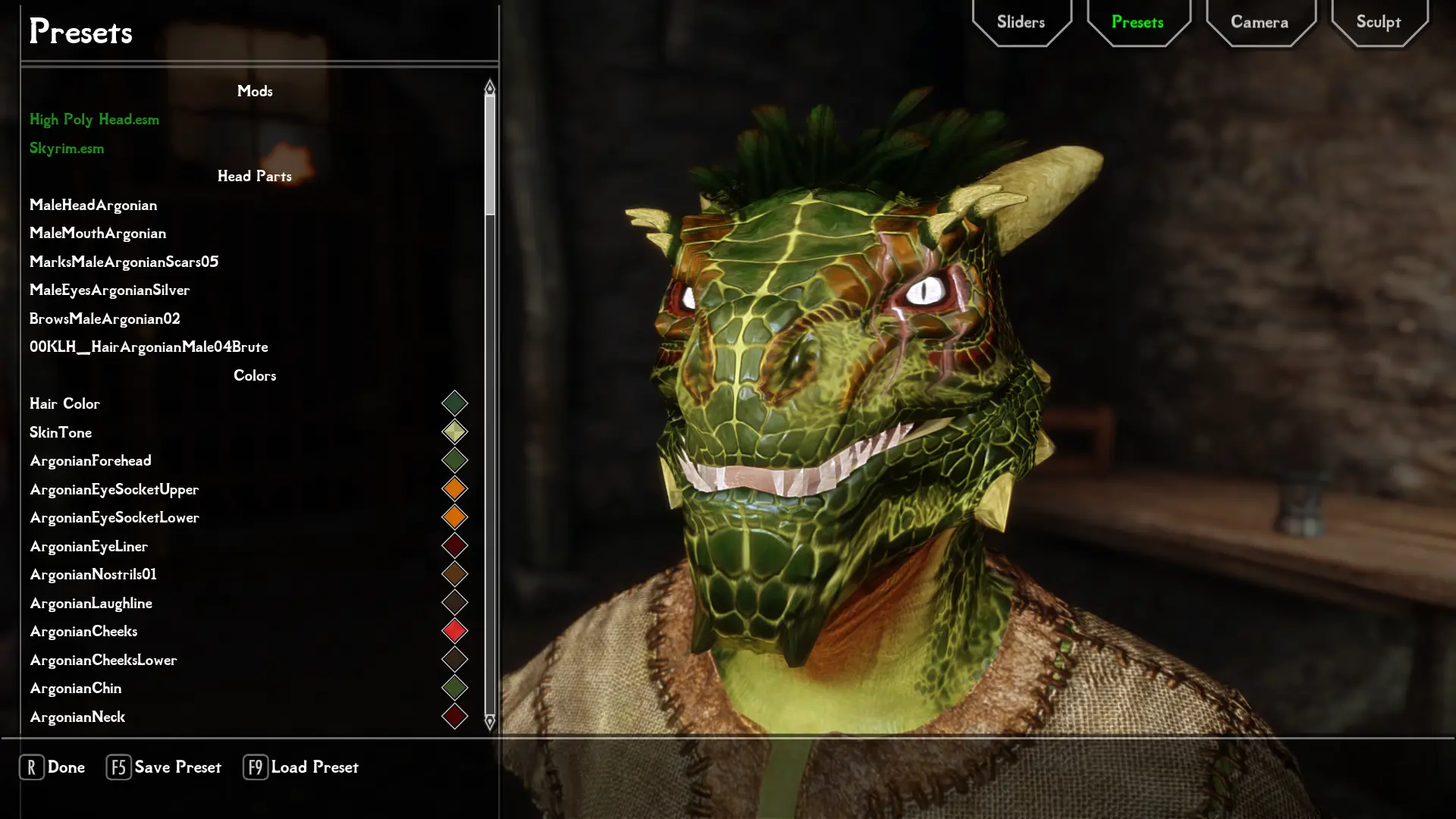 This Ones Hideous A Male Argonian Racemenu Preset At Skyrim Special