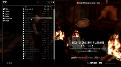 Gourmet A Cooking Overhaul French At Skyrim Special Edition Nexus