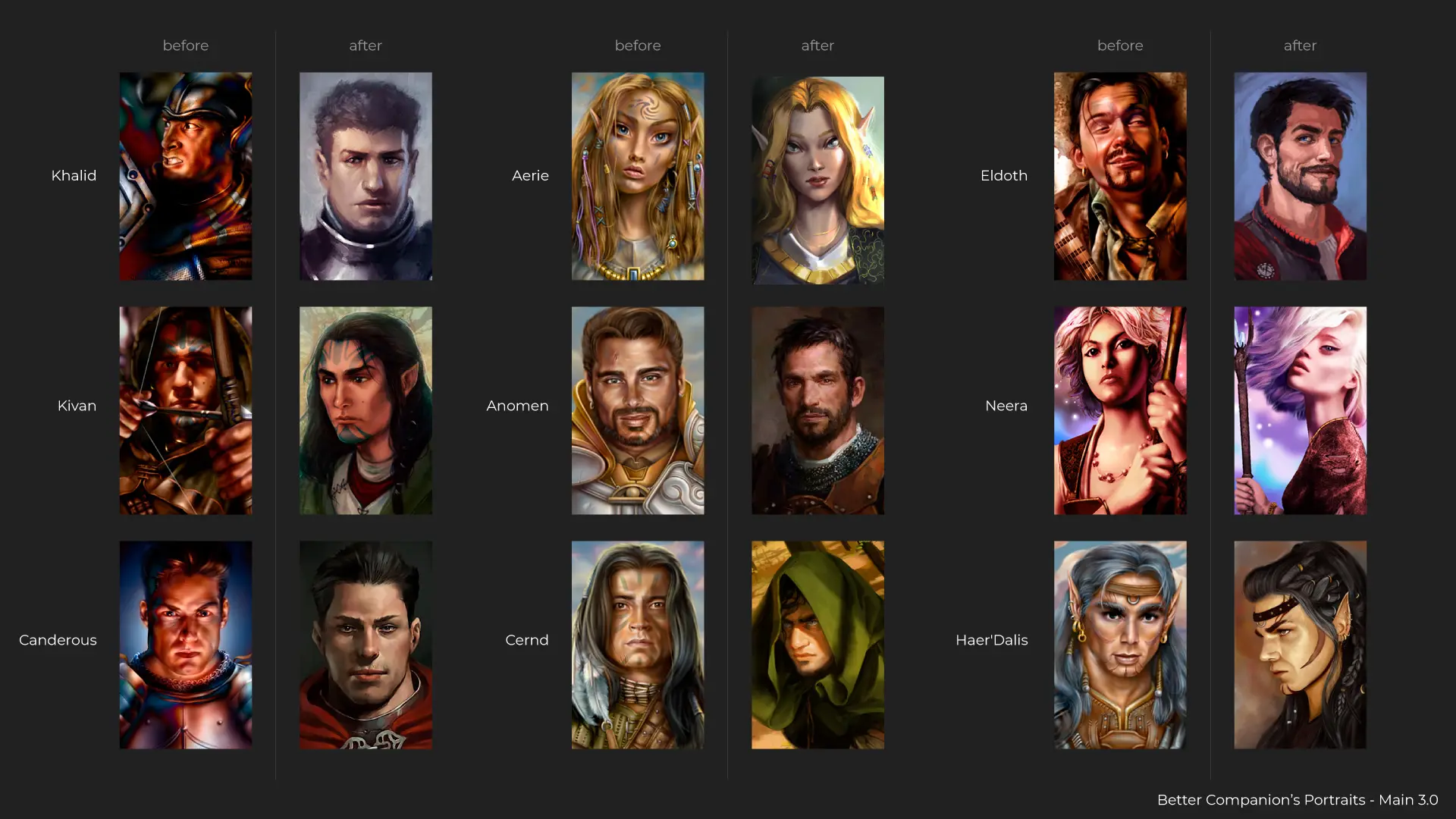 Alternative Companions Portraits At Baldur S Gate Nexus Mods And