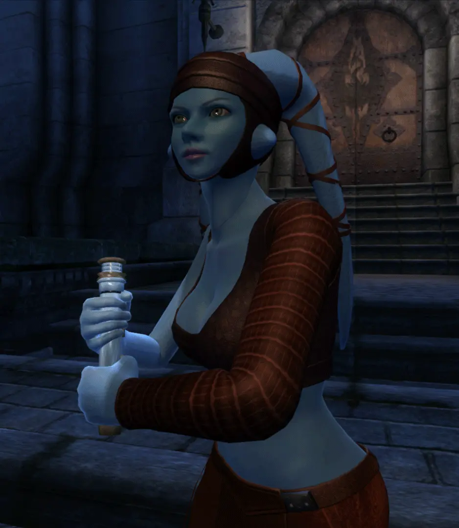 Aayla Secura with her Blue Lightsaber.