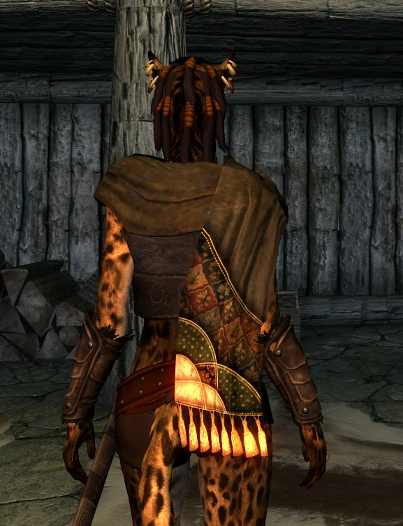 Khajiit female thief armor mashup back.