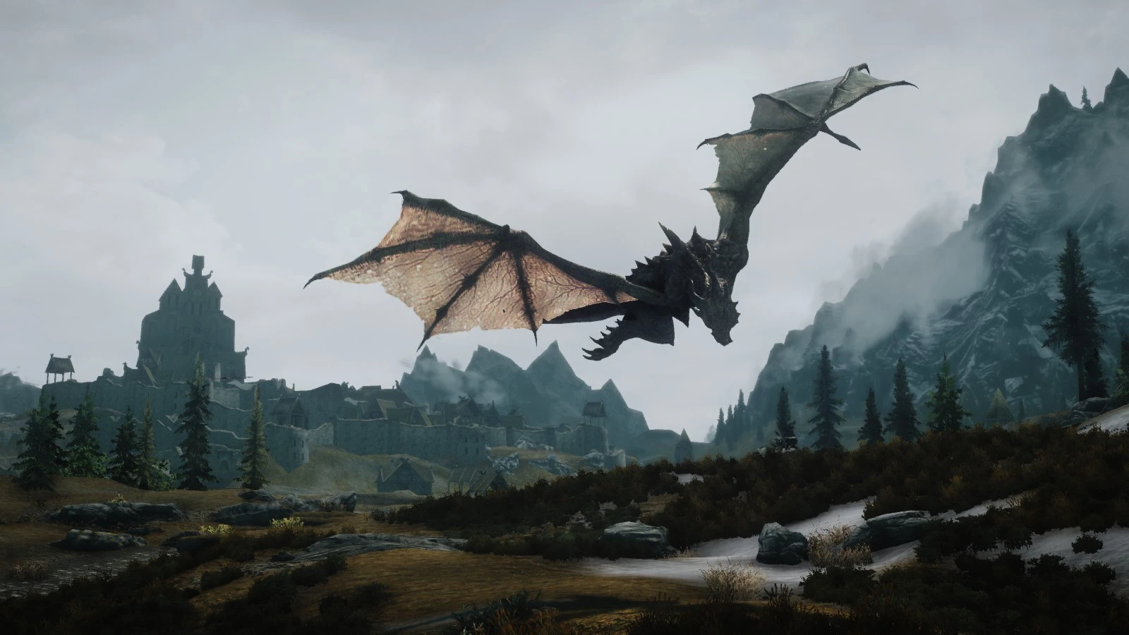 skyrim dragon flying