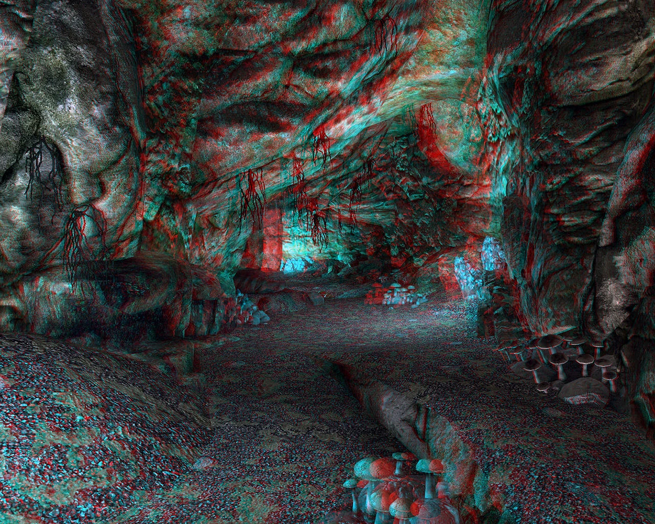 Tolvads Crossing Tunnel in Anaglyphic 3D.