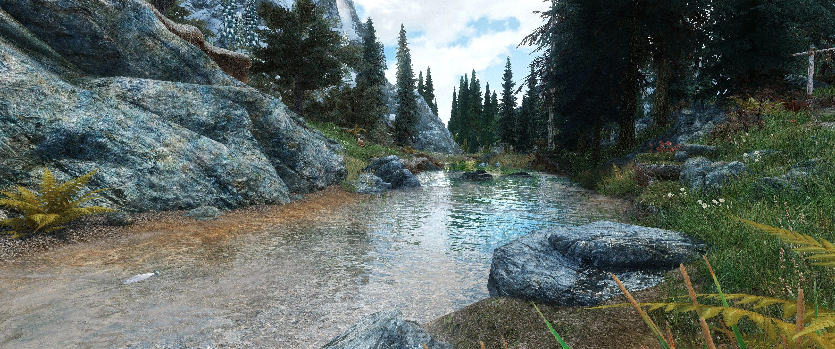 Water overhaul. Skyrim Flora overhaul Riverwood. Магический камни Ривервуд. Ретекстур воды скайрим. Skyrim 4k тела.