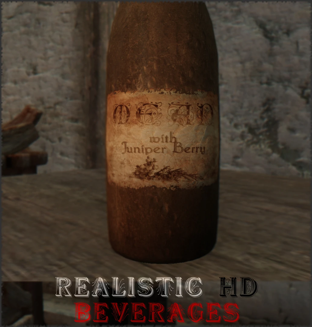 Skyrim Realistic HD Beverages WIP - Mead with Juniper Berry.