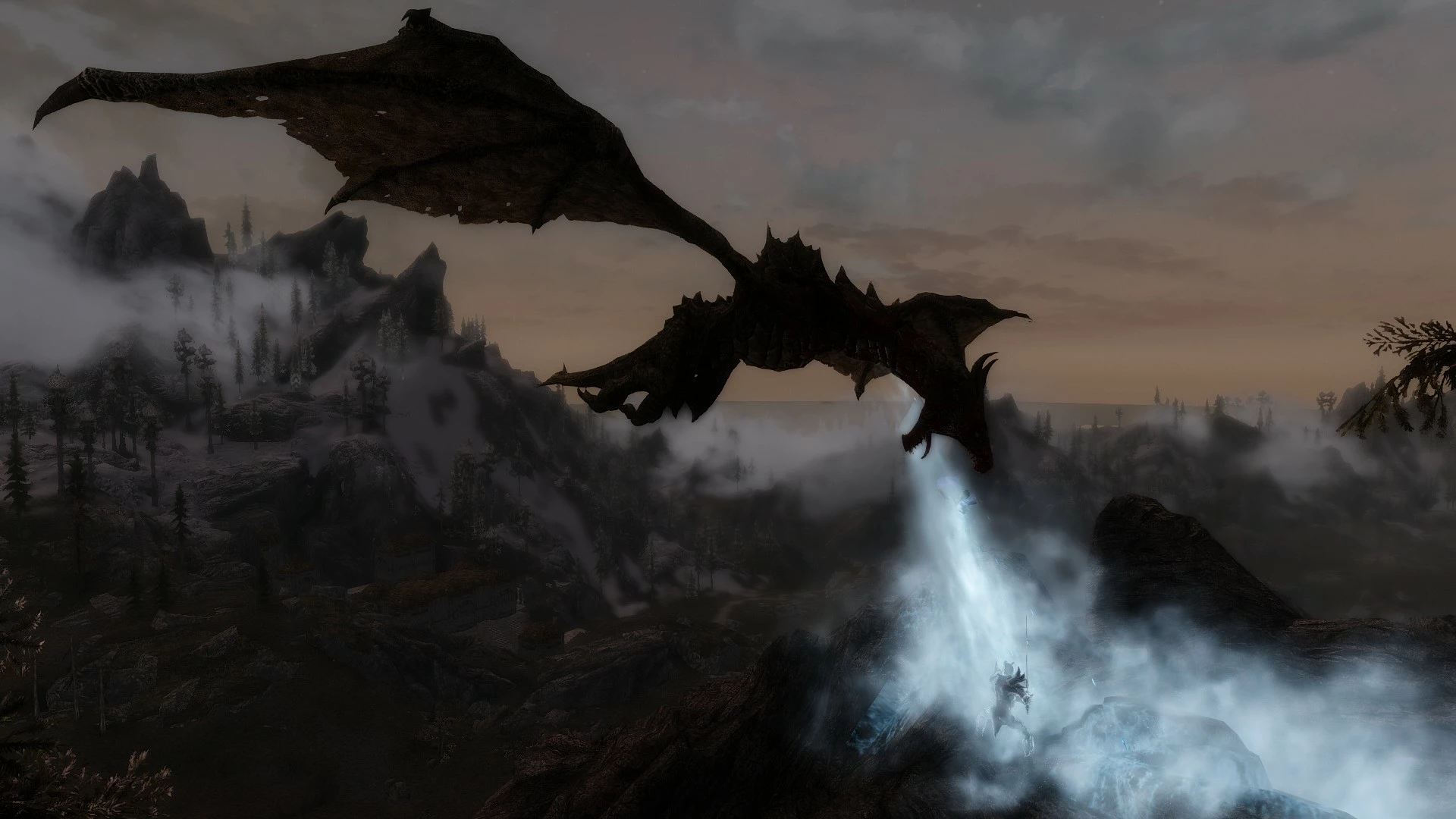 frozen japanese dragon landscape