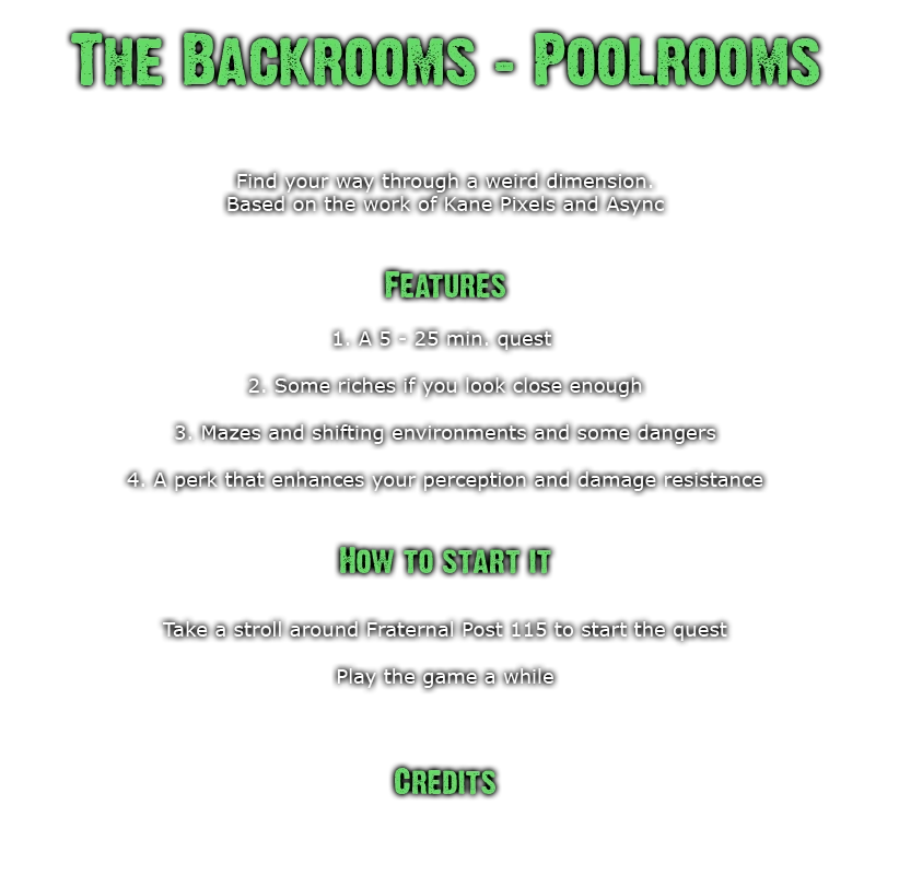 The Backrooms - The Poolrooms - A Liminal ASYNC Experience - Nexus Fallout  4 RSS Feed - Schaken-Mods
