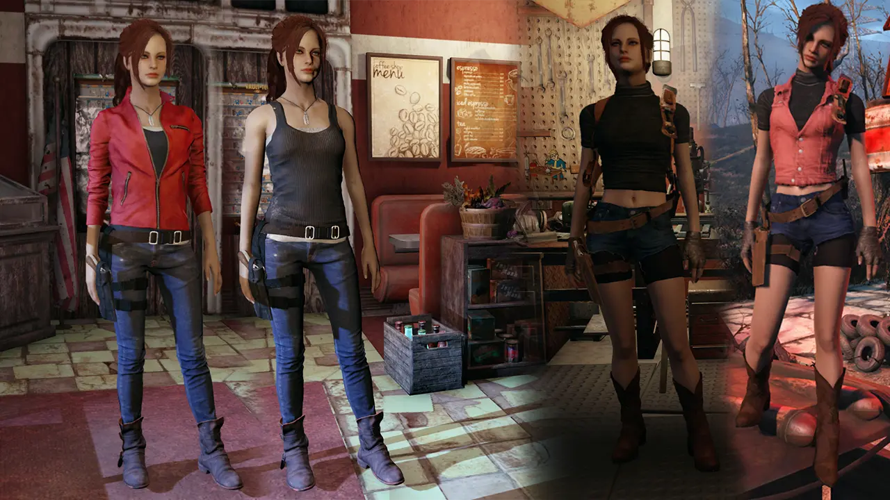 Иноземец ремейк 24. Fallout 4 Claire Redfield outfit. Фоллаут 4 Клэр Редфилд. Клэр Редфилд в джинсах. Зои и Клэр Редфилд.