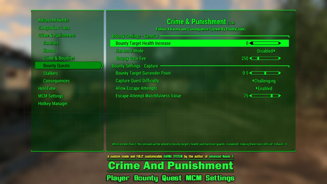 Crime And Punishment - MCM Sample at Fallout 4 Nexus - Mods and community