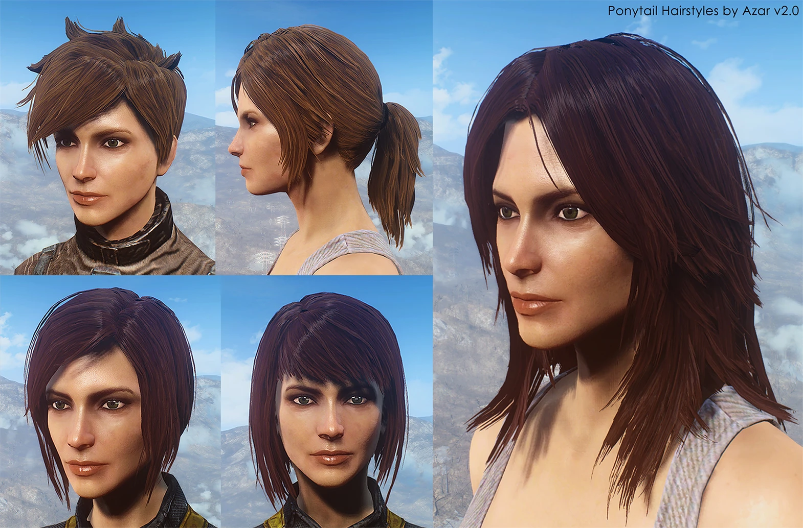 Fallout 4 ponytail hairstyles by azar v2 5a фото 15