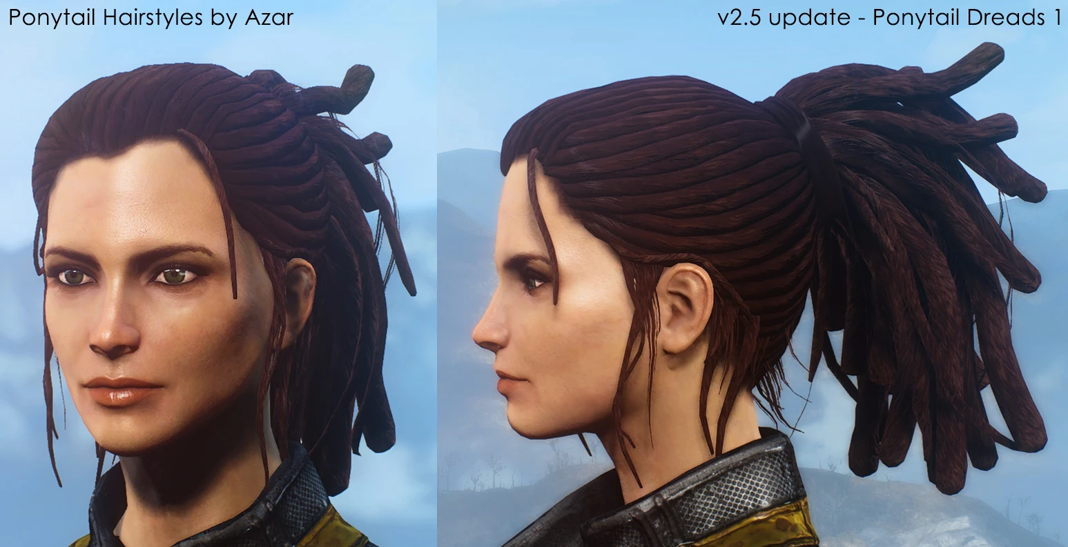 Fallout 4 ponytail hairstyles by azar v2 5a фото 3