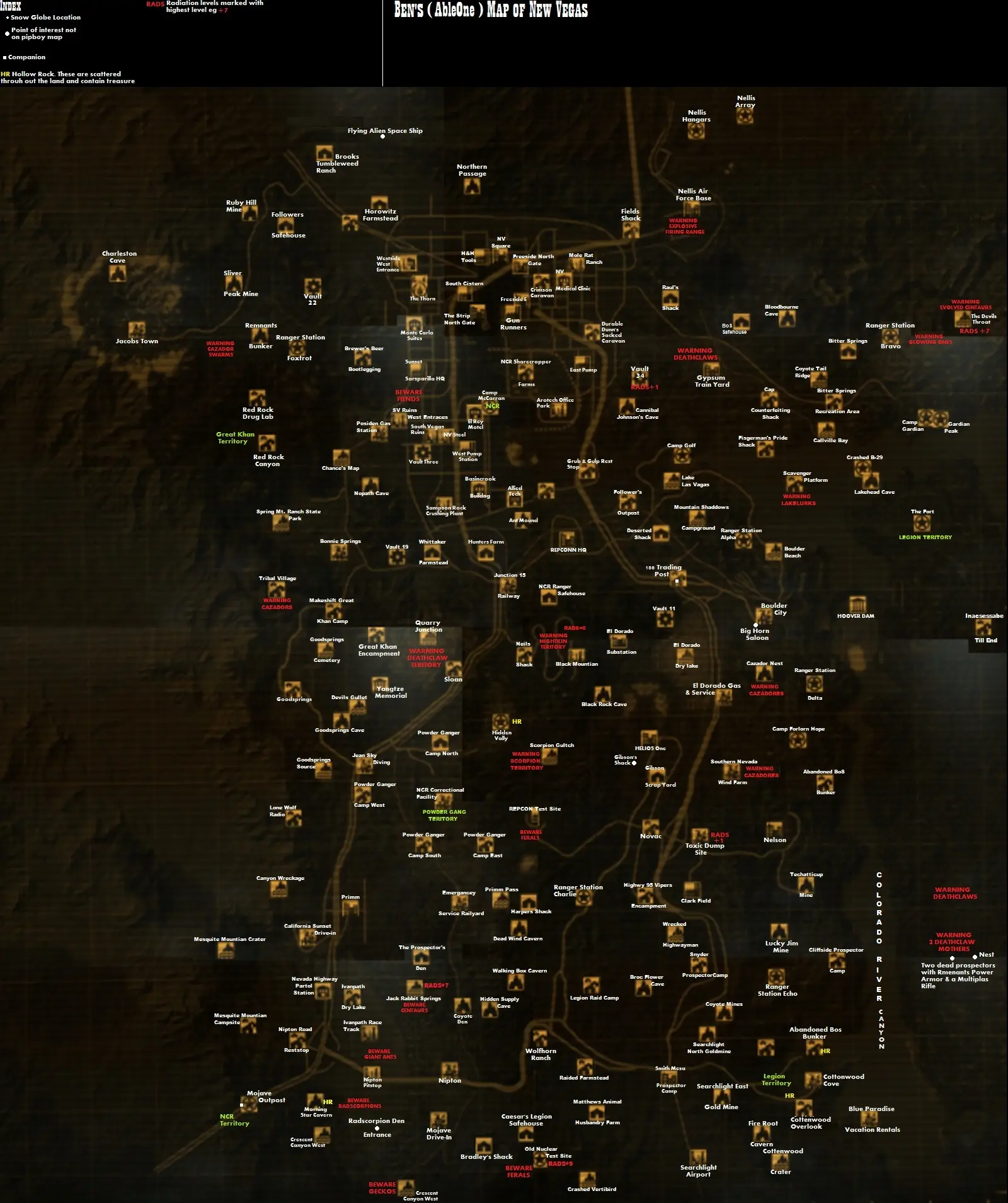 Fallout: New Vegas Mojave Wasteland North Region Map Map for Xbox 360 by  AbsoluteSteve - GameFAQs