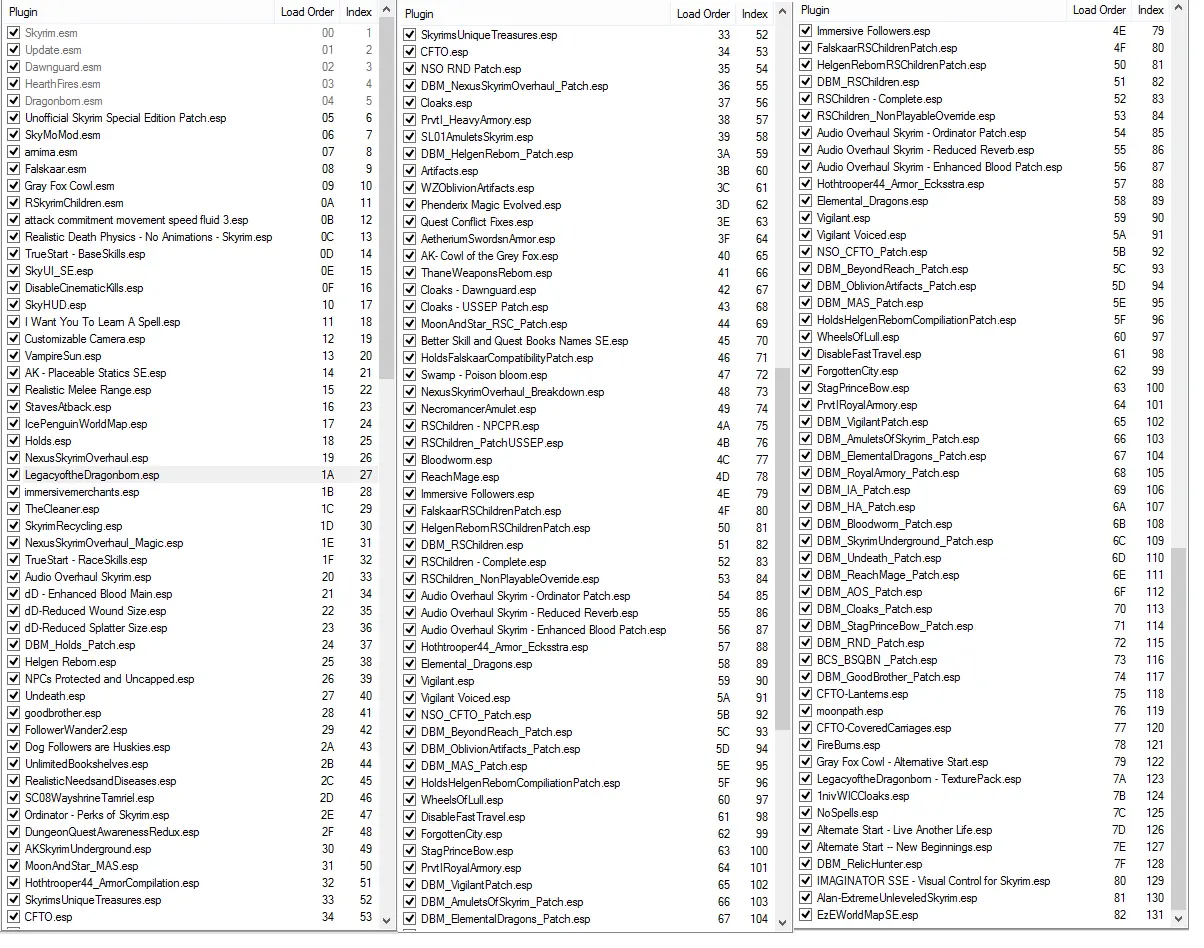 Skyrim SSE Load Order At Skyrim Special Edition Nexus Mods And Community