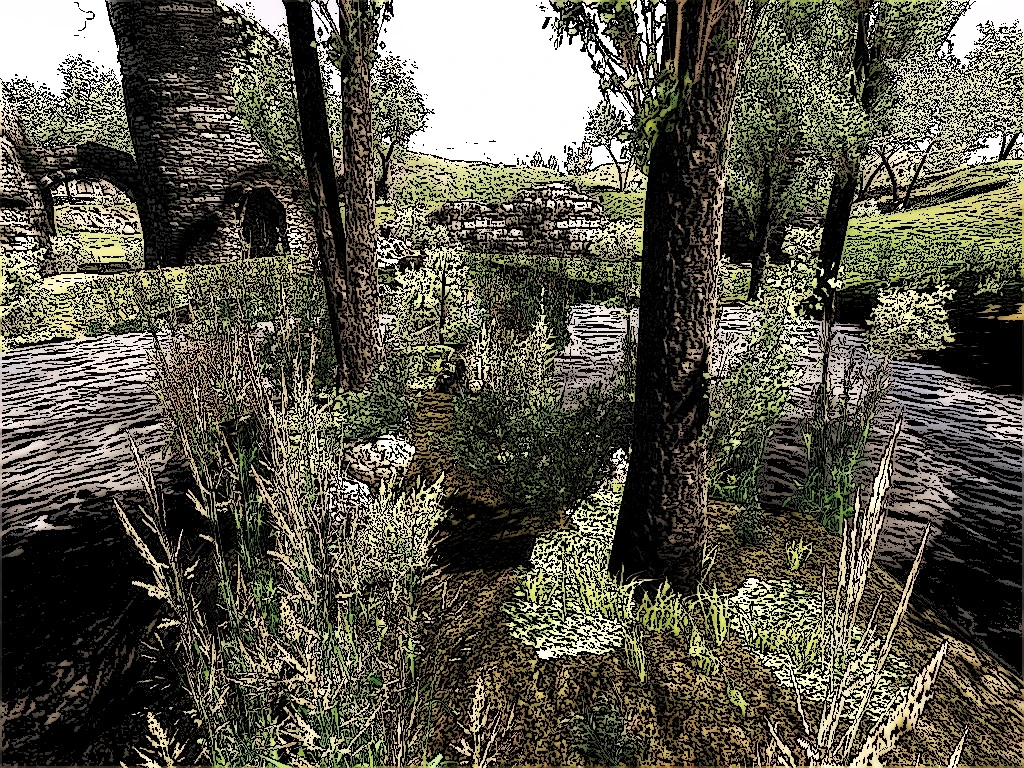Pond by the ruin