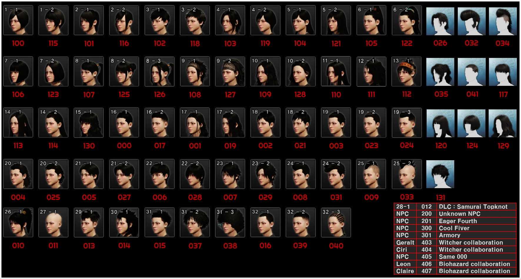 Hairstyles Id List At Monster Hunter World Mods And Community