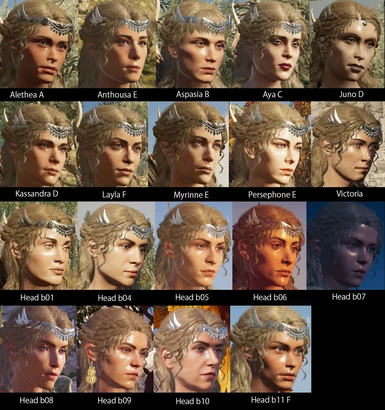 All female heads for Player Customizations mod