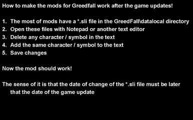 How to make the mods work after the updates