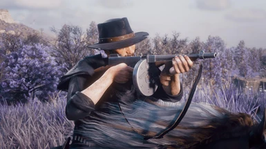 John Marston with a tommy gun