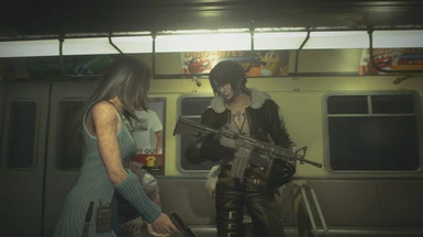 Rinoa with Squall of Final fantasy VIII in Resident Evil 3 As Jill and Carlos