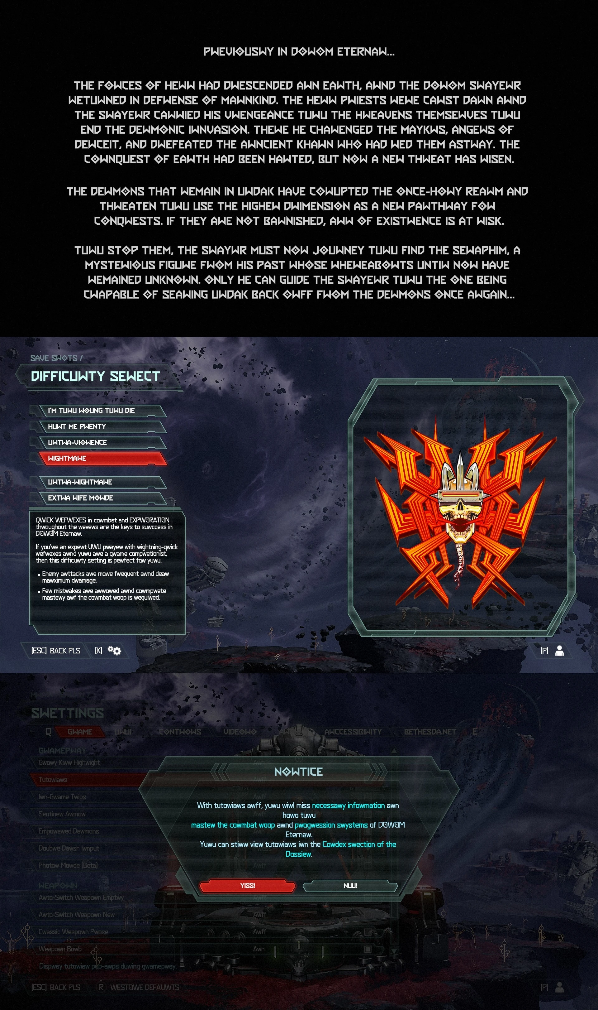 Upcoming Mod That Translates English Text To Uwu At Doom Eternal Nexus Mods And Community