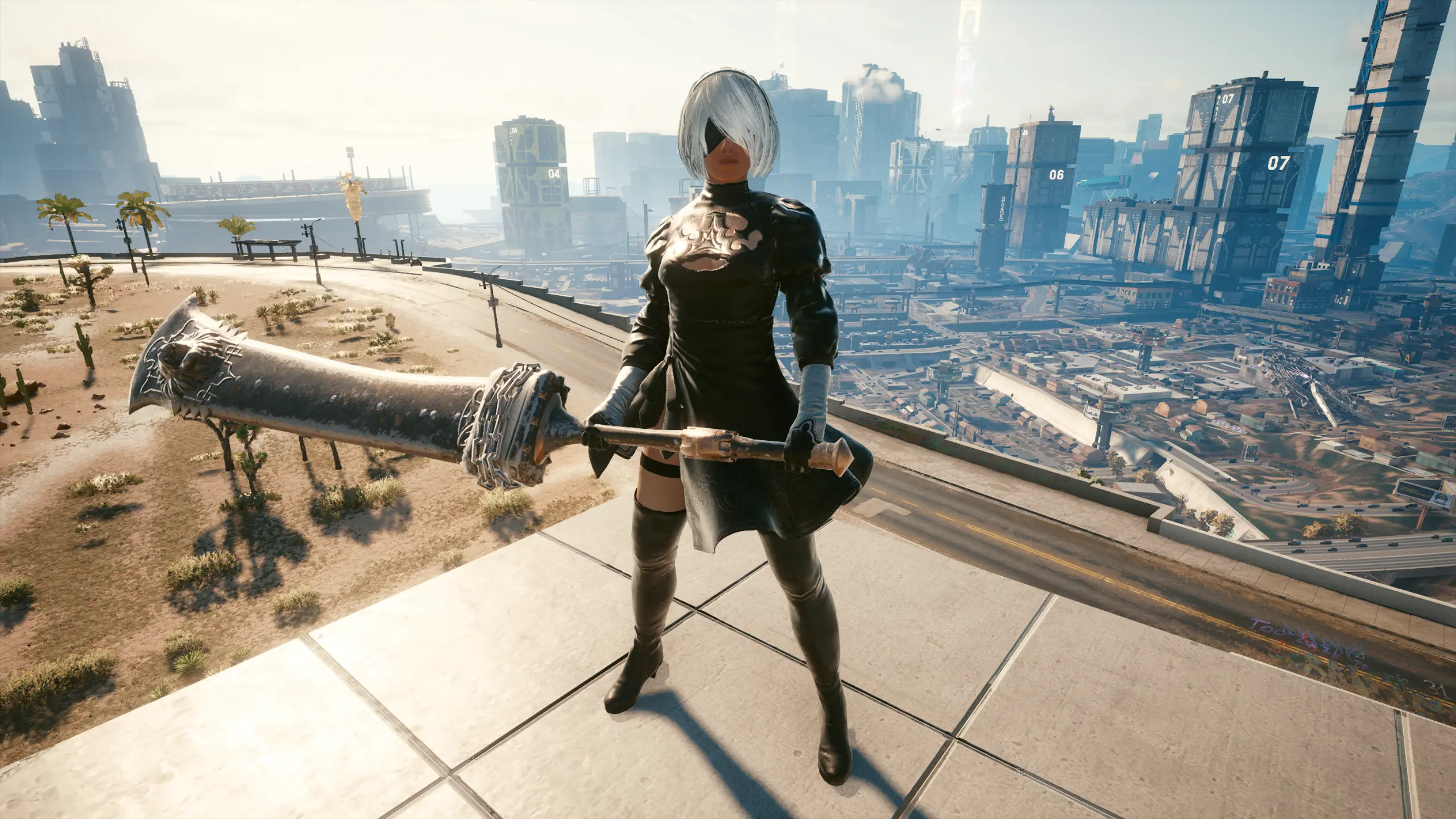 Yorha 2b Outfit Hair Weapons At Cyberpunk 2077 Nexus Mods And   98058588 1642964390 