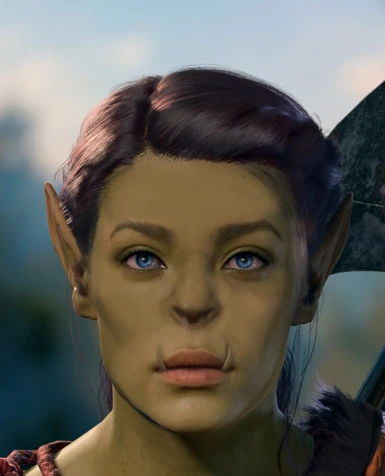 Femme half-orc's face