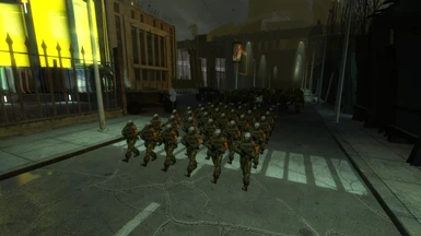 DI - Combine Soldiers Marching Across the Arcade Street