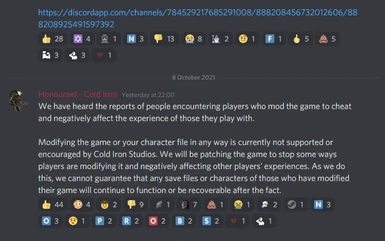 Discord Announcement from Cold Iron