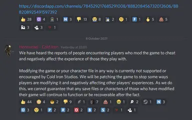 Discord Announcement from Cold Iron