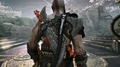 blades of olympus shinning in kratos back - Playground