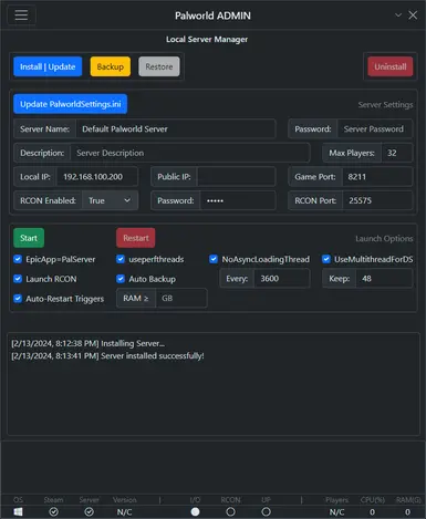 Palworld ADMIN - Server Manager