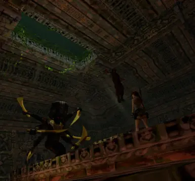 Lara against the Shiva Statue