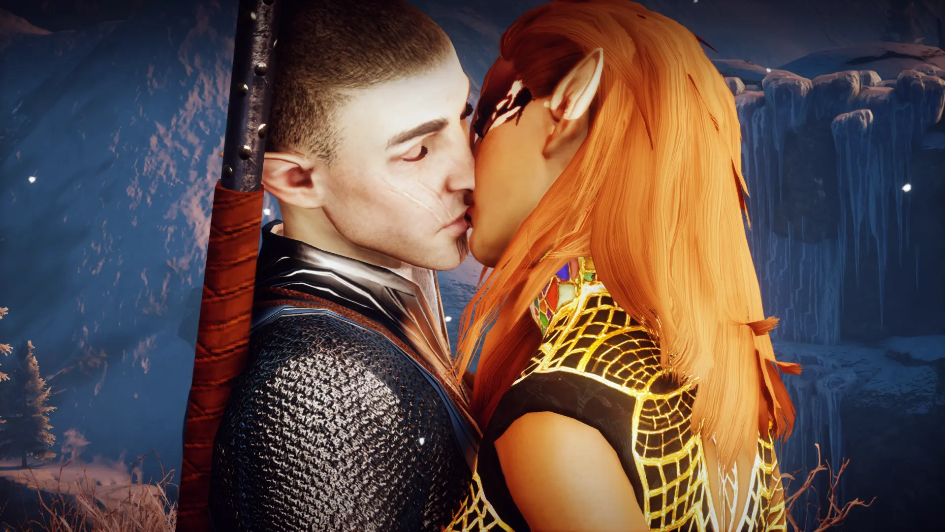 Поцелуй 3 человека. Dragon age solas Kiss. Dragon age Inquisition поцелуй. Коул драгон эйдж инквизиция. Dragon age Inquisition любовные линии.