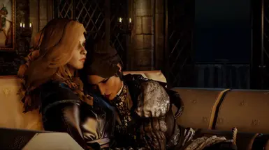 cuddling in front of the fire