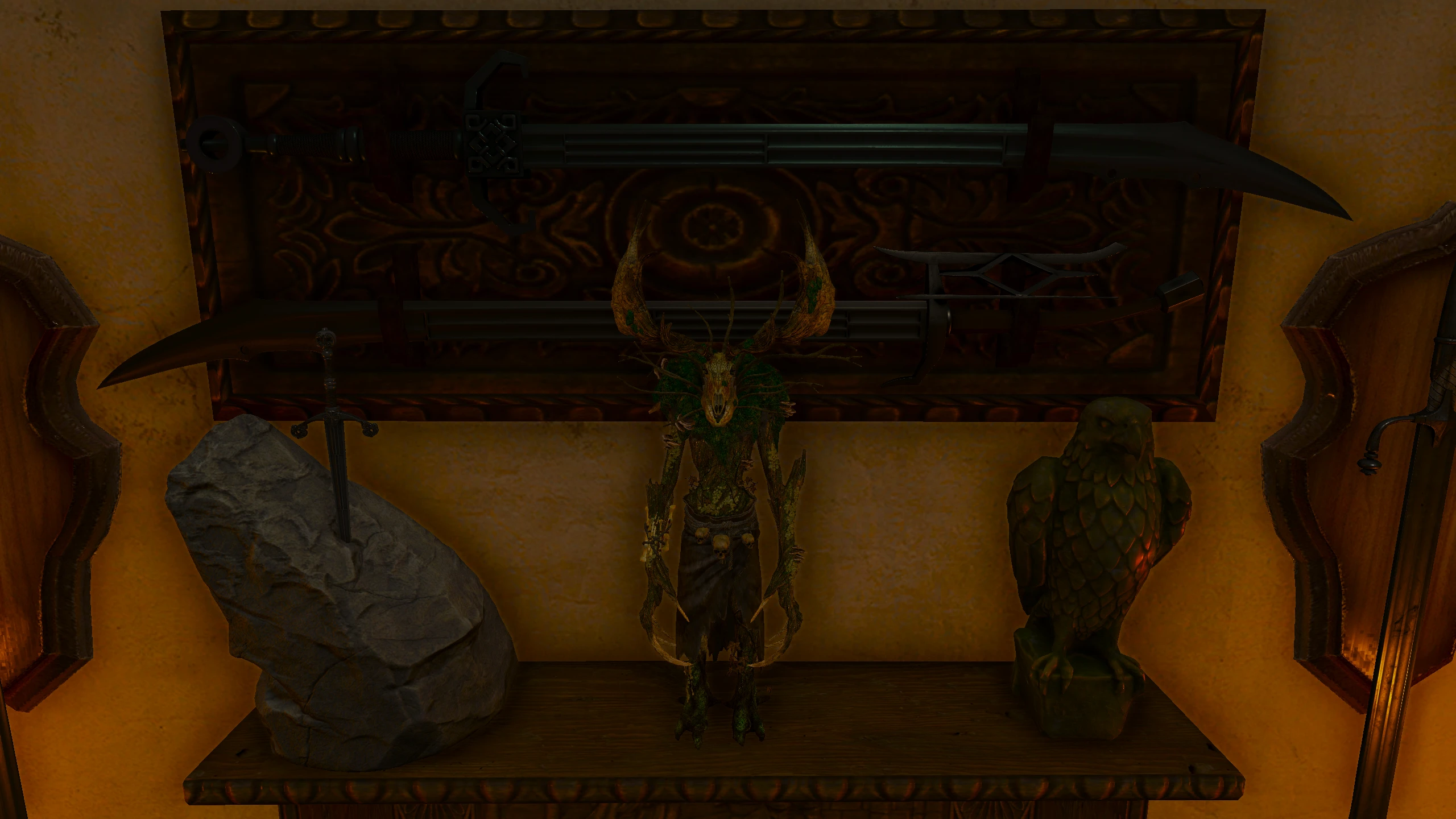 Ancient Leshen figurine on Corvo Bianco trophy shelf at The 3 Nexus - Mods and community