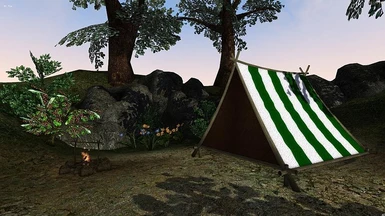 Tent with White and Green Viking sides color option installed
