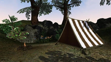 Tent with Brown and White Viking style sides color option installed