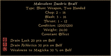 Cursed daedric staff