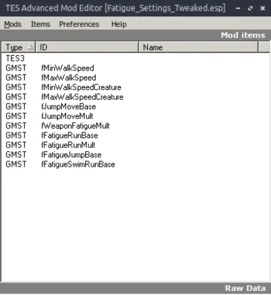 Movement and Fatigue Settings Tweaked