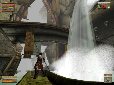 early development screenshot showing more banners and more decorative architecture