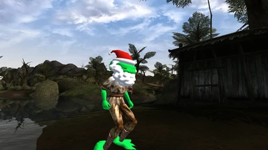 See my santa hat with beard mod optional download for a version fitting frogmen heads :) https://www.nexusmods.com/morrowind/mods/52099