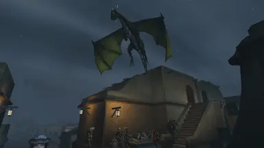 Green dragon terrorizing Balmora.