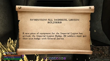 Notice's contents, letting soldiers know to get their badge from Darius.