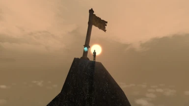 bosmer standing at the top in front of sunset looking epic