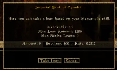 Take Loan Menu