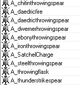 Object Id's of items.