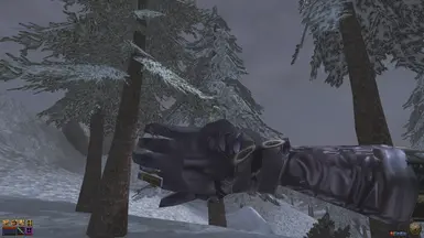 Walking against a blizzard in Domina Armor (Better Morrowind Armor)